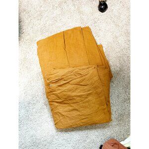 West‎ Elm 2 Linen Cotton Curtain Panel Golden Oak Window Drapery Rustic 48x96